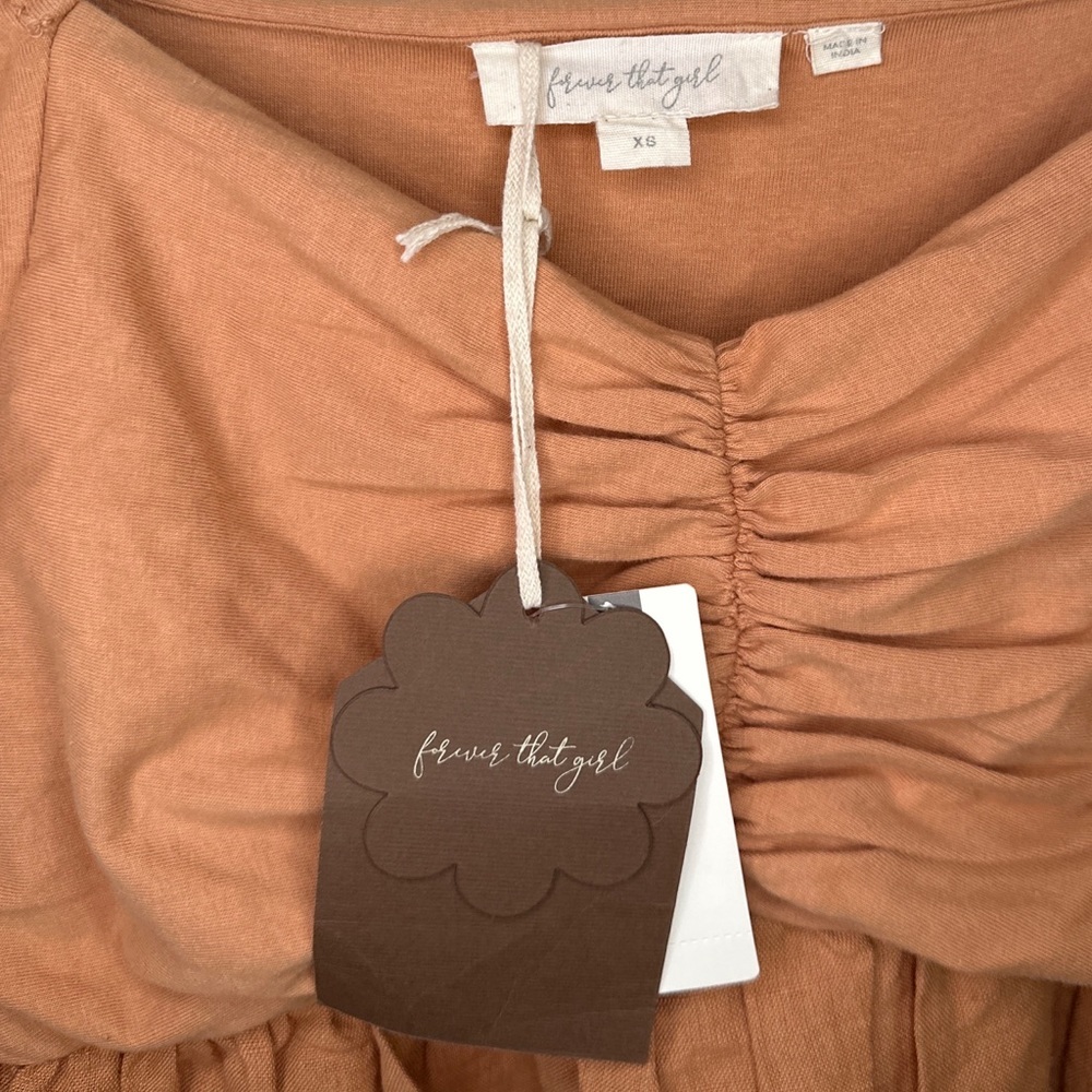 NWT Forever That Girl Sz XS Linen Blend Ruched Babydoll Mini Dress - Picture 5 of 5